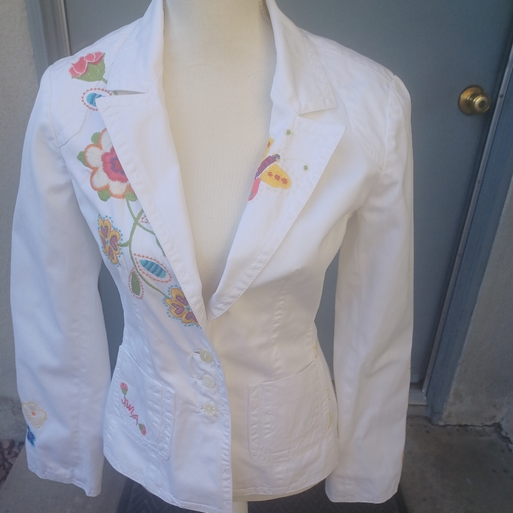 Johnny Was Los Angeles white embroidery jacket S.